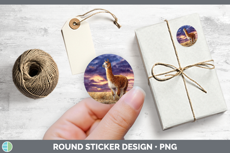Alpaca Farm Sunset Stickers Design