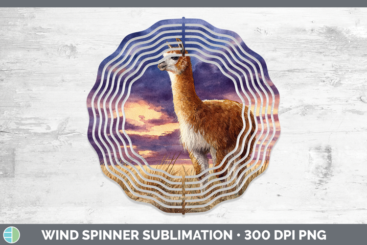 Alpaca Farm Sunset Wind Spinner Sublimation Design