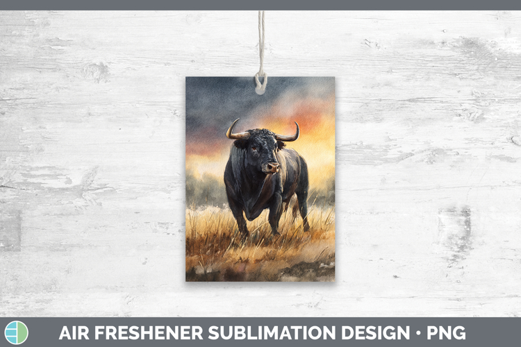 Bull Farm Sunset Air Freshener Sublimation Design