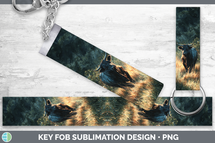 Bull Farm Sunset Key Fob Sublimation Design