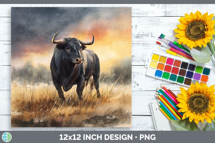 Bull Farm Sunset Paper Backgrounds Design