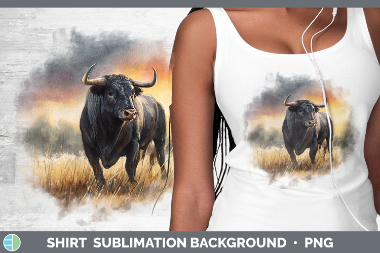 Bull Farm Sunset Shirt Sublimation Design