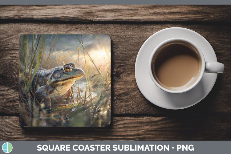 Bullfrog Farm Sunset Square Coaster Sublimation Design