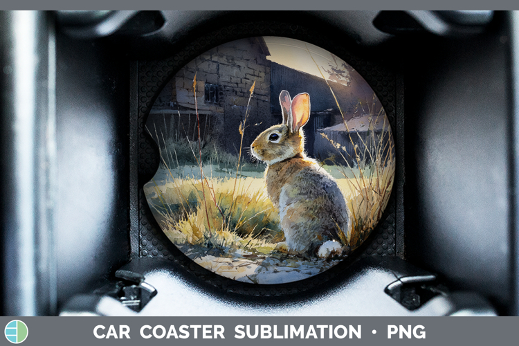 Bunny Farm Sunset Car Coaster Sublimation Design