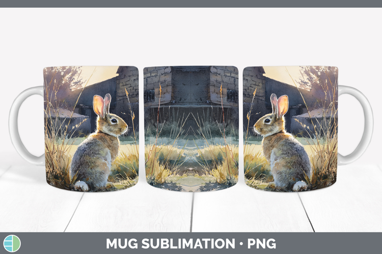 Bunny Farm Sunset Mug Wrap Sublimation Design