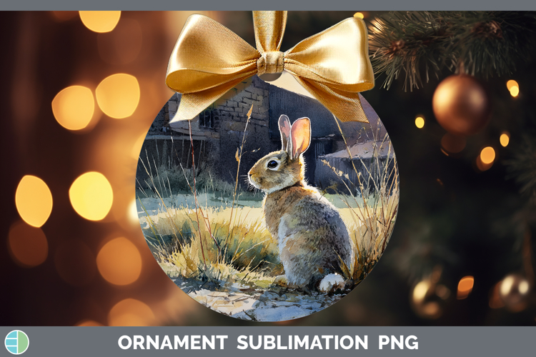 Bunny Farm Sunset Ornament Sublimation Design