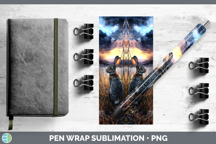 Bunny Farm Sunset Pen Wrap Sublimation Design