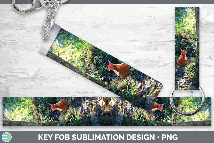 Chicken Farm Sunset Key Fob Sublimation Design