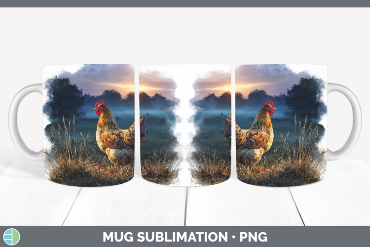 Chicken Farm Sunset Mug Wrap Sublimation Design