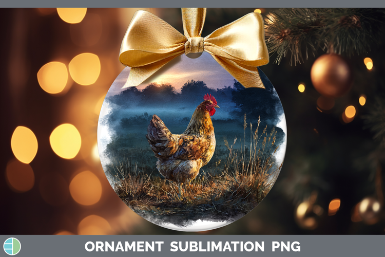 Chicken Farm Sunset Ornament Sublimation Design