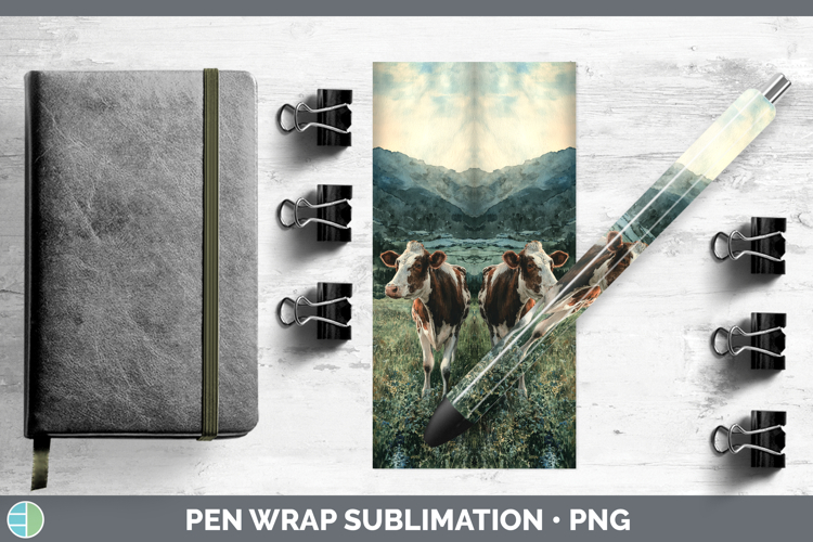 Cow Farm Sunset Pen Wrap Sublimation Design