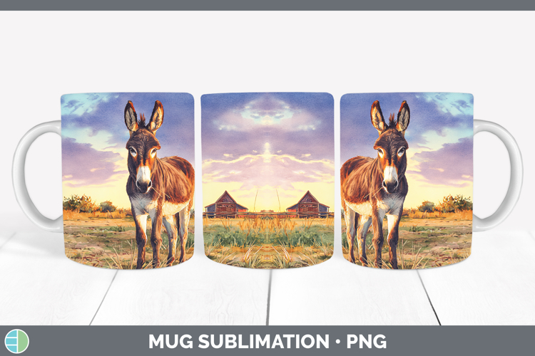 Donkey Farm Sunset Mug Wrap Sublimation Design