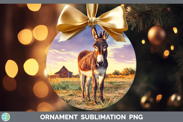 Donkey Farm Sunset Ornament Sublimation Design