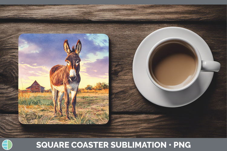Donkey Farm Sunset Square Coaster Sublimation Design