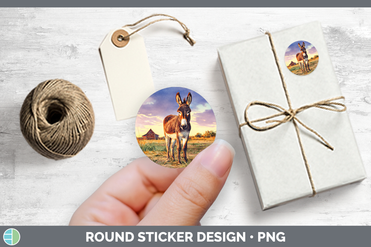 Donkey Farm Sunset Stickers Design