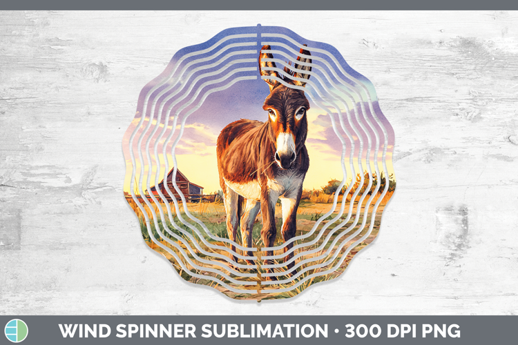 Donkey Farm Sunset Wind Spinner Sublimation Design