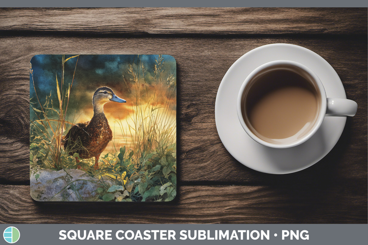 Duck Farm Sunset Square Coaster Sublimation Design
