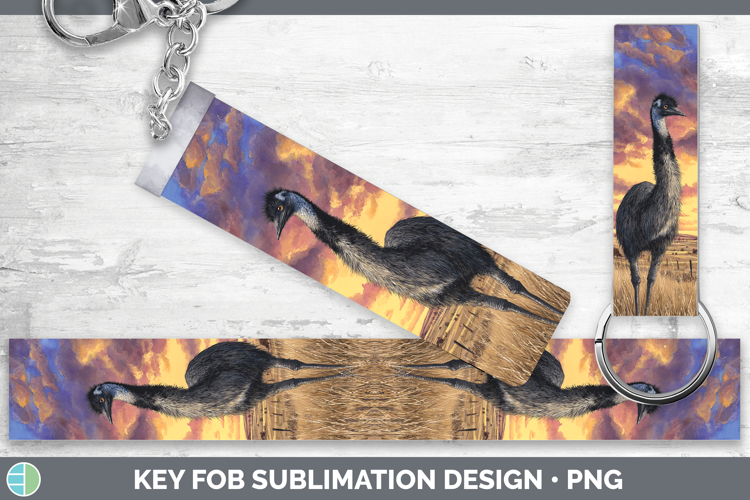 Emu Farm Sunset Key Fob Sublimation Design