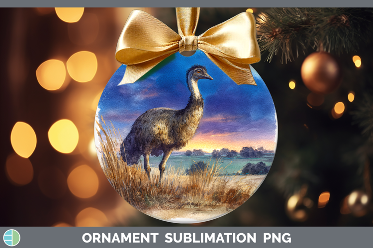 Emu Farm Sunset Ornament Sublimation Design
