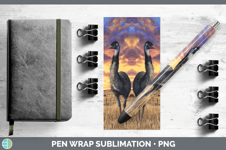 Emu Farm Sunset Pen Wrap Sublimation Design