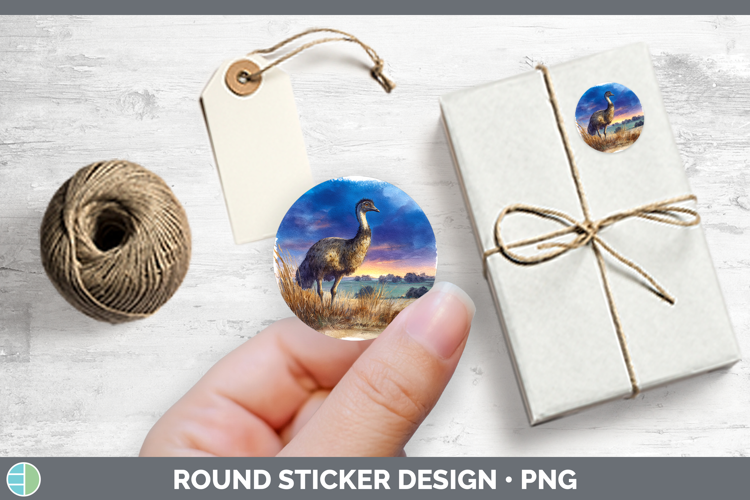 Emu Farm Sunset Stickers Design