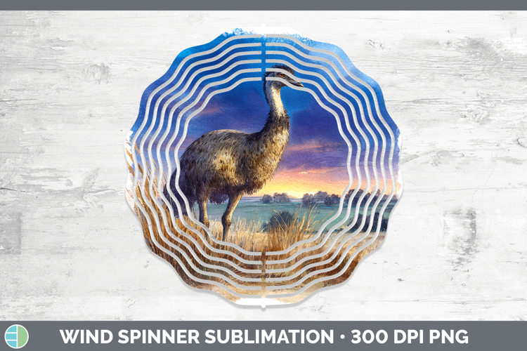 Emu Farm Sunset Wind Spinner Sublimation Design
