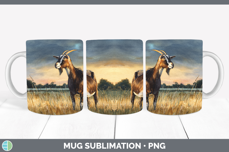 Goat Farm Sunset Mug Wrap Sublimation Design