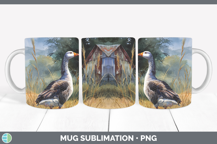 Goose Farm Sunset Mug Wrap Sublimation Design