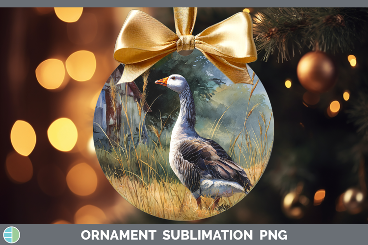 Goose Farm Sunset Ornament Sublimation Design