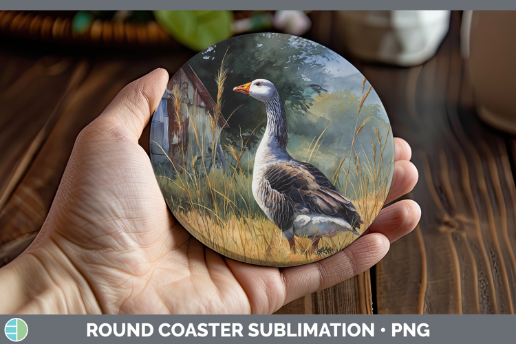 Goose Farm Sunset Round Coaster Sublimation Design