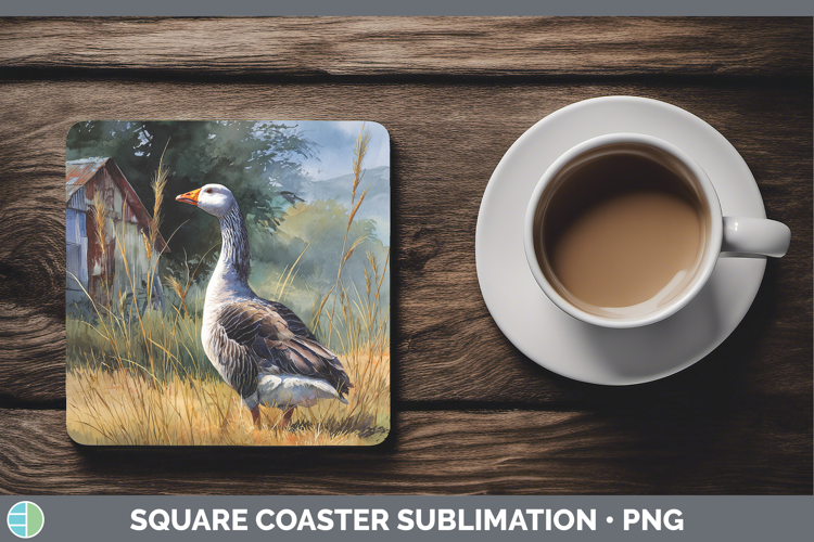 Goose Farm Sunset Square Coaster Sublimation Design