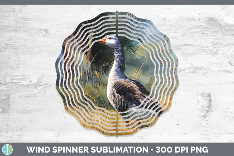 Goose Farm Sunset Wind Spinner Sublimation Design