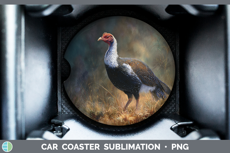 Guinea Hen Farm Sunset Car Coaster Sublimation Design