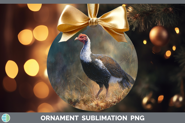 Guinea Hen Farm Sunset Ornament Sublimation Design