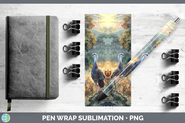 Guinea Hen Farm Sunset Pen Wrap Sublimation Design
