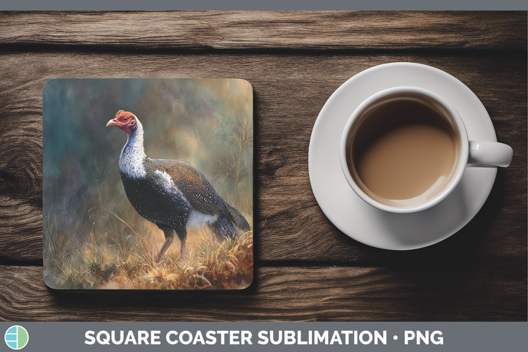 Guinea Hen Farm Sunset Square Coaster Sublimation Design