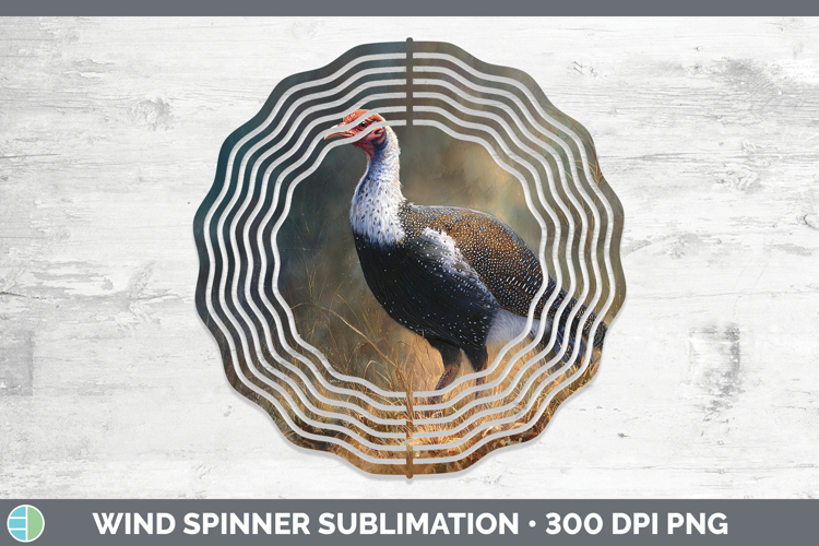 Guinea Hen Farm Sunset Wind Spinner Sublimation Design