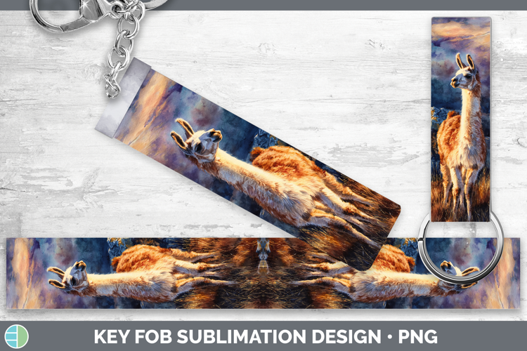 LLama Farm Sunset Key Fob Sublimation Design