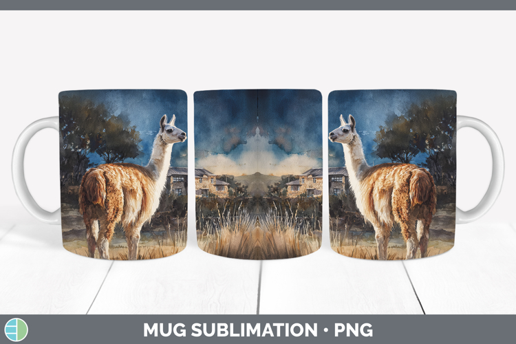 LLama Farm Sunset Mug Wrap Sublimation Design