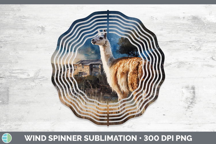 LLama Farm Sunset Wind Spinner Sublimation Design