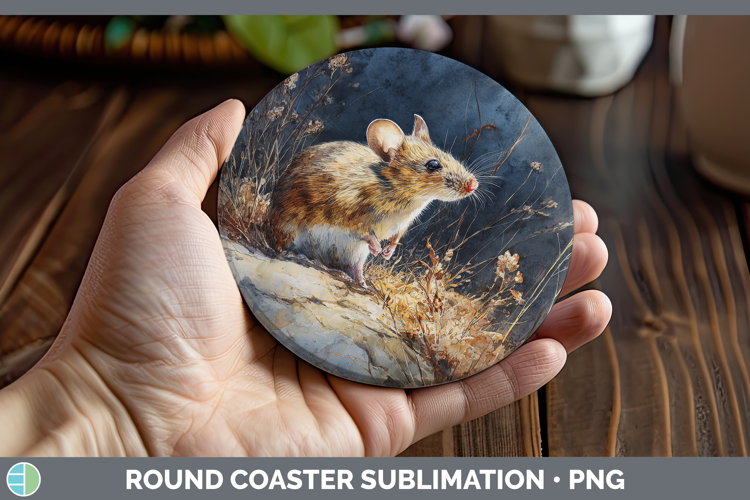 Mouse Farm Sunset Round Coaster Sublimation Design
