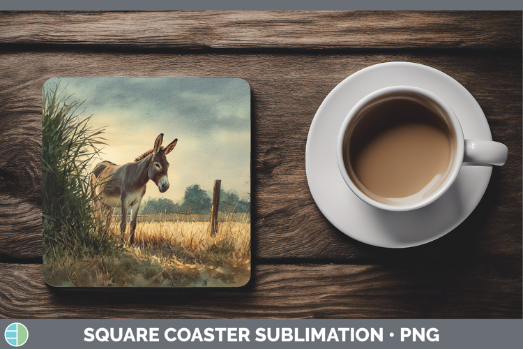 Mule Farm Sunset Square Coaster Sublimation Design
