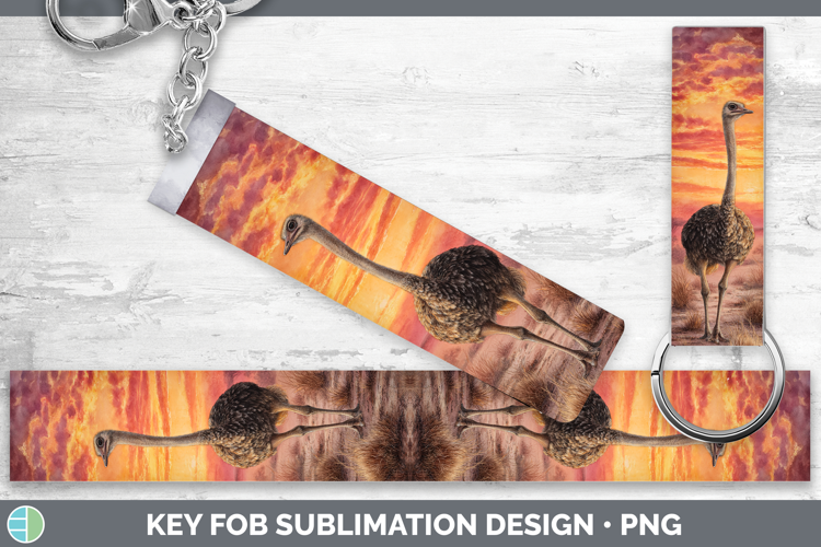 Ostrich Farm Sunset Key Fob Sublimation Design