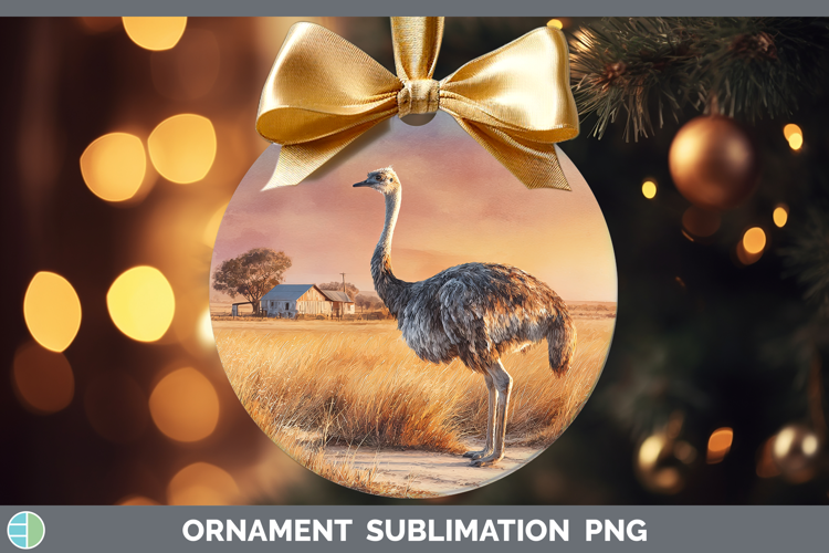 Ostrich Farm Sunset Ornament Sublimation Design