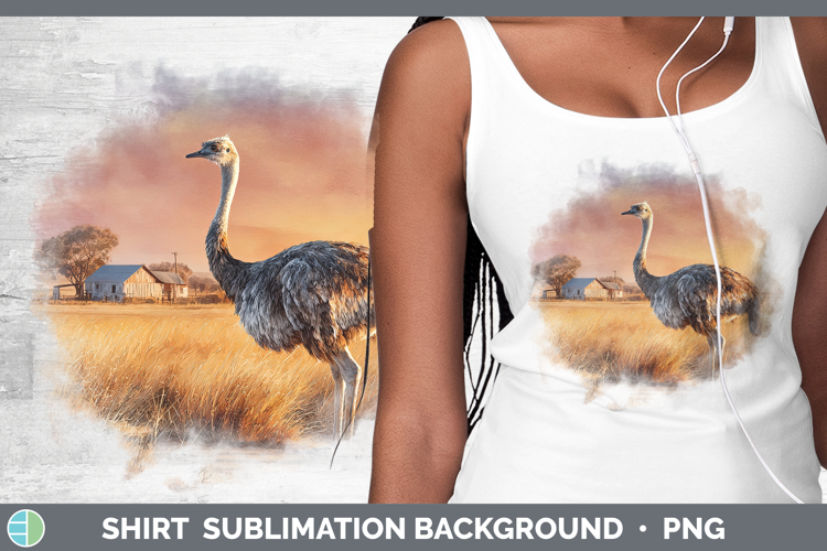 Ostrich Farm Sunset Shirt Sublimation Design