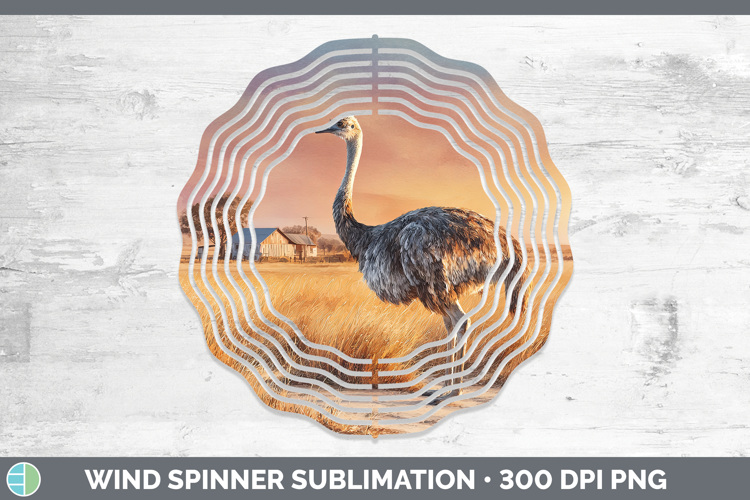 Ostrich Farm Sunset Wind Spinner Sublimation Design