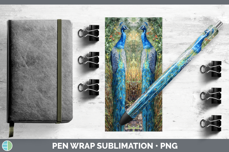 Peacock Farm Sunset Pen Wrap Sublimation Design