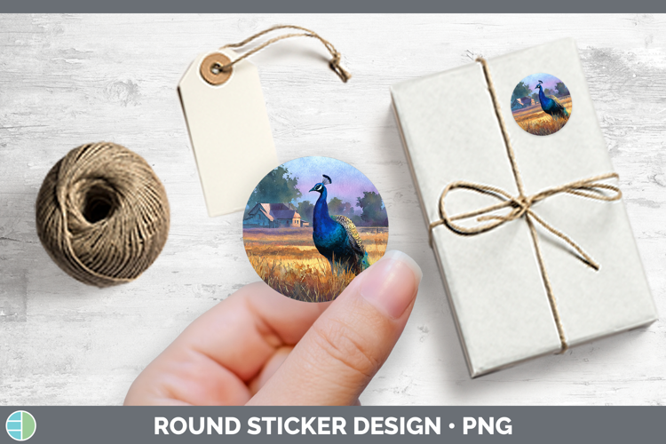 Peacock Farm Sunset Stickers Design