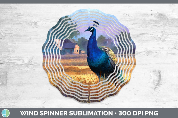 Peacock Farm Sunset Wind Spinner Sublimation Design
