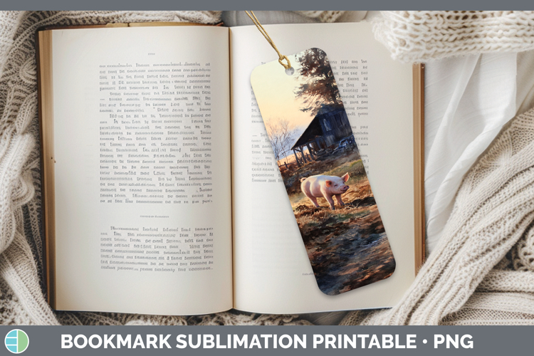 Pig Farm Sunset Bookmark Sublimation Design